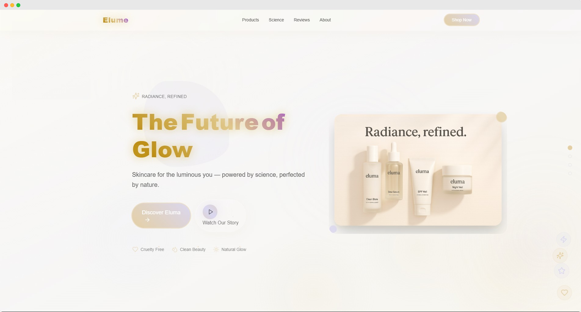 Elume website mockup showing modern blog design